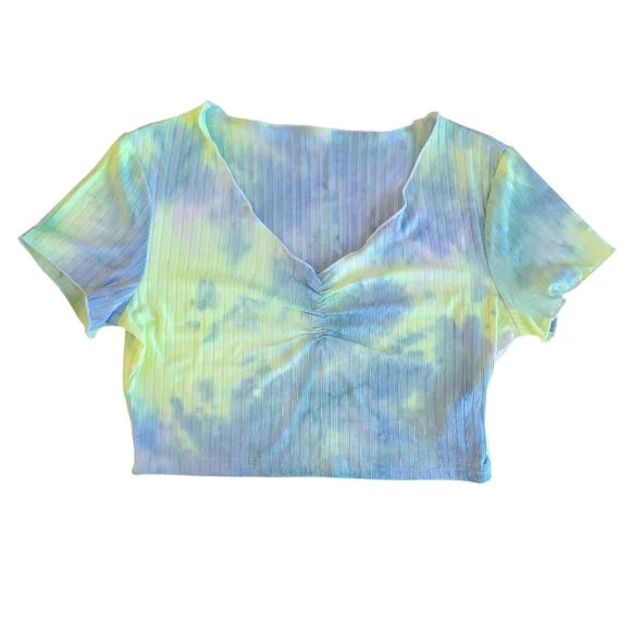 SHEIN Tie-Dye V-Neck Crop Top Size M - Picture 2 of 10
